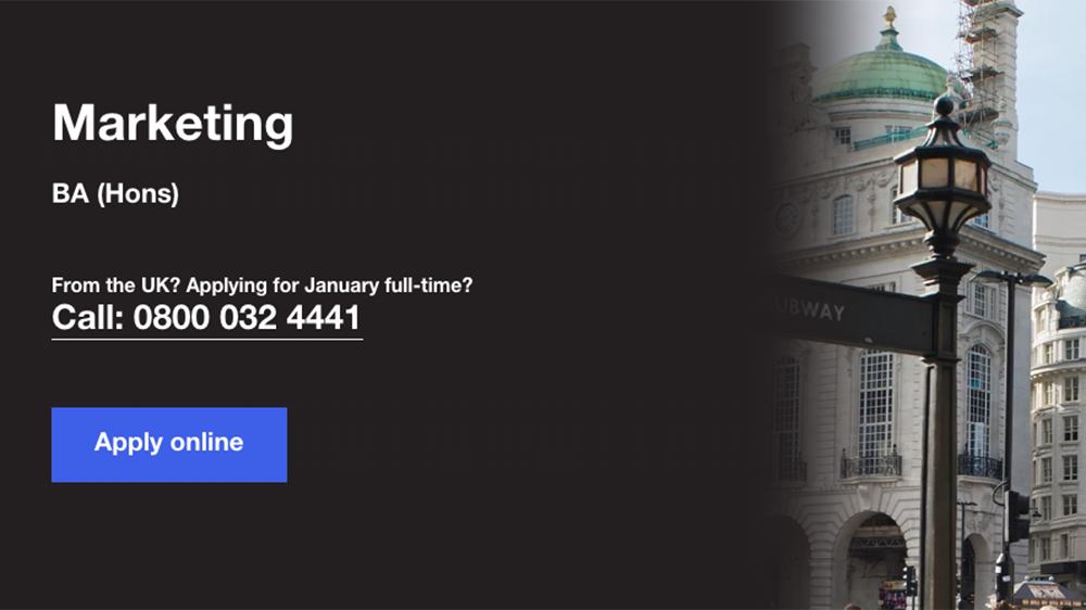 Screenshot of a banner on London Metropolitan University website course page